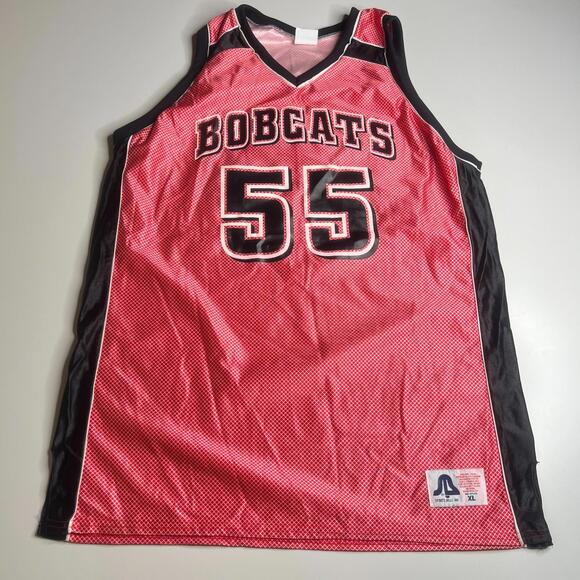 80s Vintage Sports Belle Bobcats Basketball Jersey #55 XL Red Black USA Made
